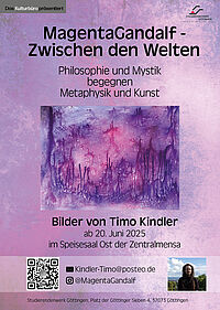 Ausstellungsplakat "MagentaGandalf - Zwischen den Welten"