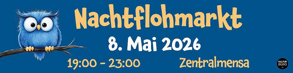 Banner mit Hinweis auf den Nachtflohmarkt