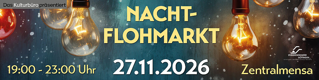 Banner mit Hinweis auf den Nachtflohmarkt