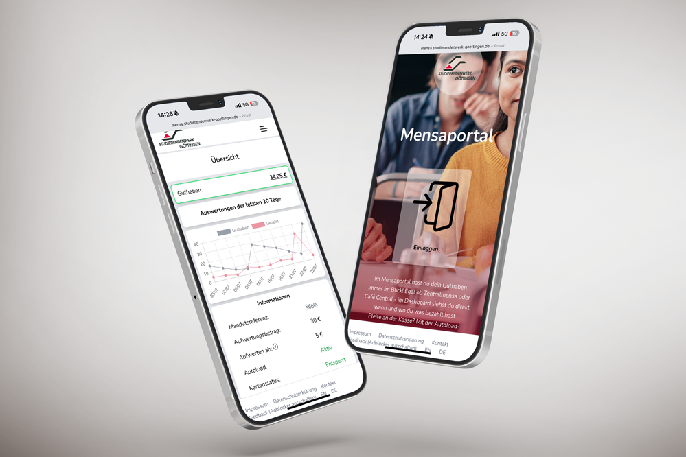 so sieht das Mensaportal auf dem Smartphone aus