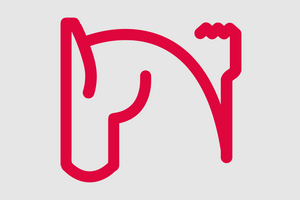 Messer, Gabel und Löffel bilden einen stilisierten Pferdekopf