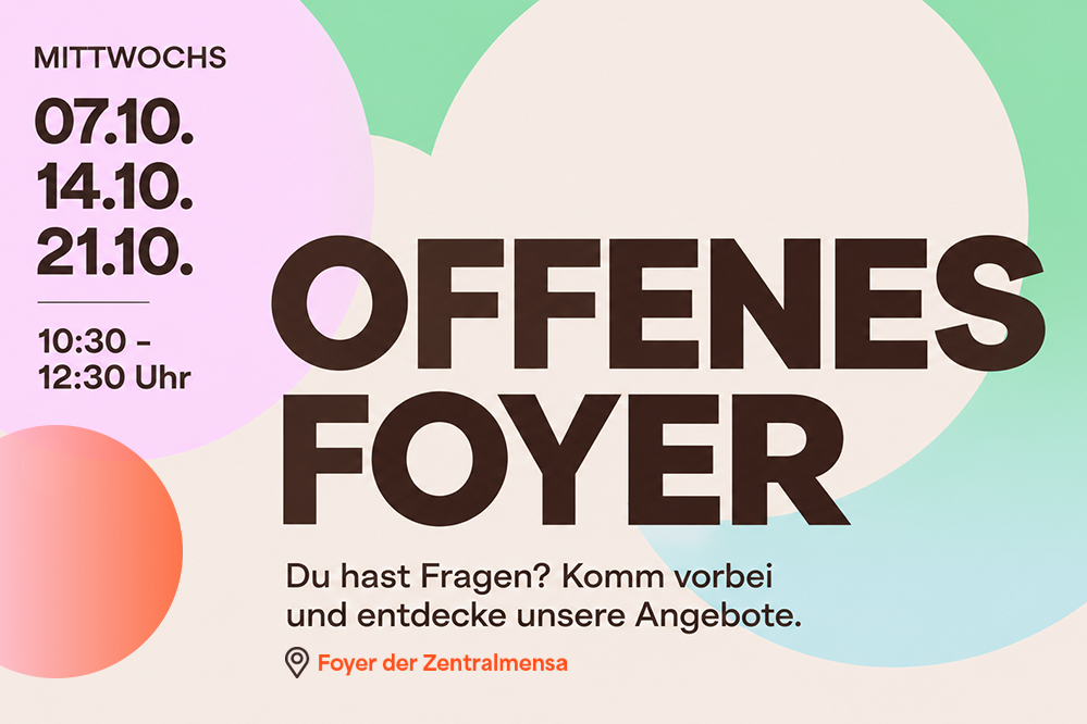 Plakat in Pastellfarben Werbung für das Offene Foyer